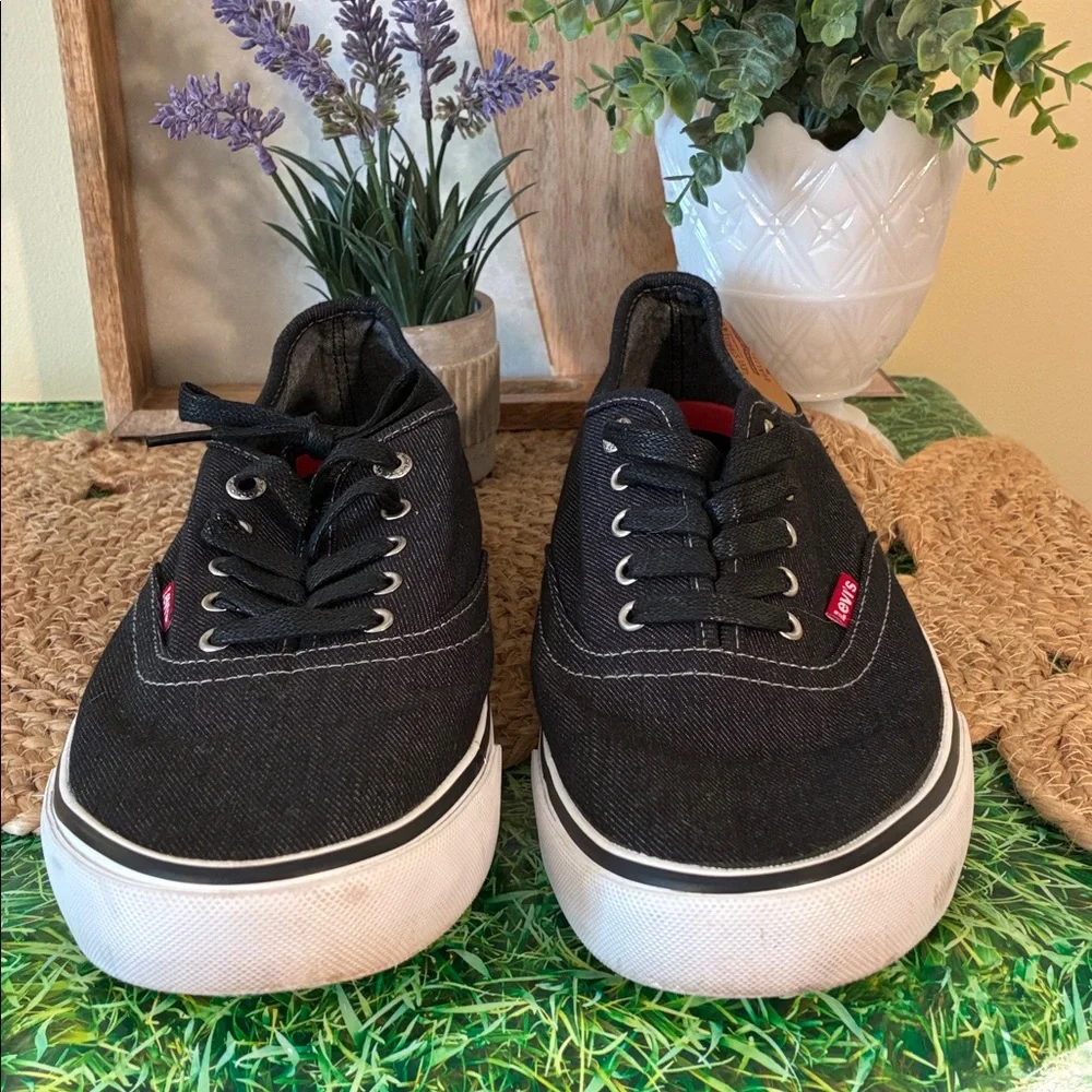 Levi's Black Canvas Sneakers with White Soles